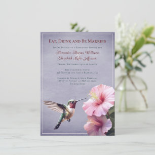 Invitation Colibri et Hibiscus Dîner de répétition violet