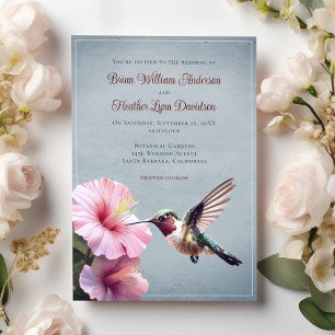 Invitation Colibri et Mariage d'Hibiscus   Bleu