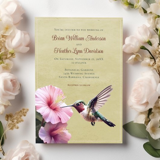 Invitation Colibri et Mariage d'Hibiscus | Jaune