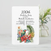 Invitation Colibri floral tropical 100e anniversaire (Debout devant)