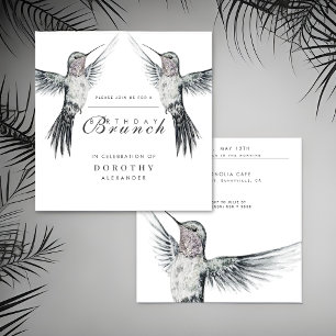 Invitation Colibri noir et blanc N'IMPORTE QUEL Brunch d'anni
