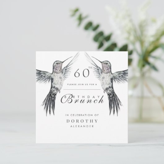 Invitation Colibri noir et blanc N'IMPORTE QUEL Brunch d'anni (Debout devant)