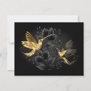 Invitation Colibri noir et or