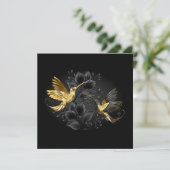 Invitation Colibri noir et or (Debout devant)