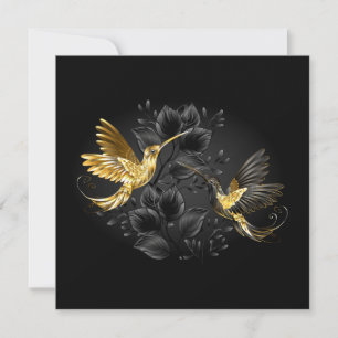 Invitation Colibri noir et or