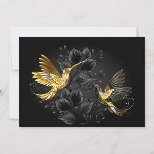 Invitation Colibri noir et or