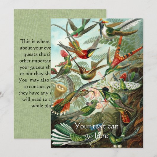 Invitation Colibri Vintage (Devant / Derrière)