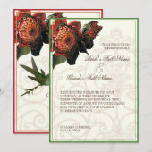 Invitation Colibris à prothé rouge - Mariage floral (Devant / Derrière)