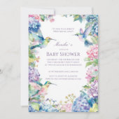 Invitation Colibris à Whimsical avec Baby shower Hydrangeas (Devant)