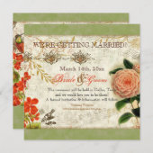 Invitation Colibris botaniques Camellia Enregistrer la date (Devant / Derrière)