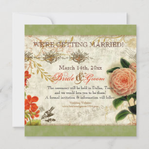 Invitation Colibris botaniques Camellia Enregistrer la date