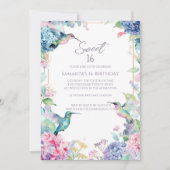 Invitation Colibris fantaisistes avec des Hydrangeas pour un (Devant)