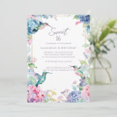 Invitation Colibris fantaisistes avec des Hydrangeas pour un (Debout devant)