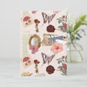 Invitation Collage botanique Cottagecore rose (Debout devant)