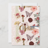 Invitation Collage botanique Cottagecore rose (Dos)