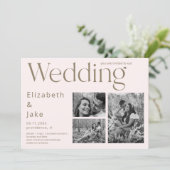 Invitation Collage contemporain B/W Photo Blush II Mariage (Debout devant)