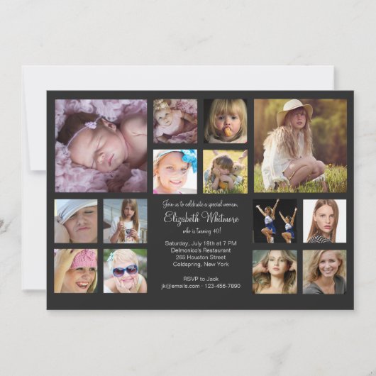 Invitation Collage de 14 photos (Devant)