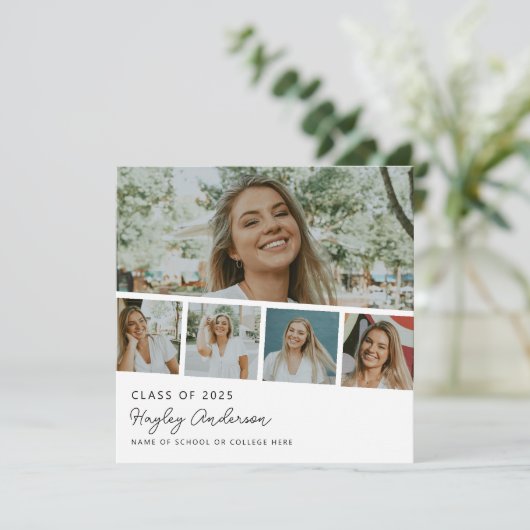 Invitation Collage de 5 photos moderne (Debout devant)