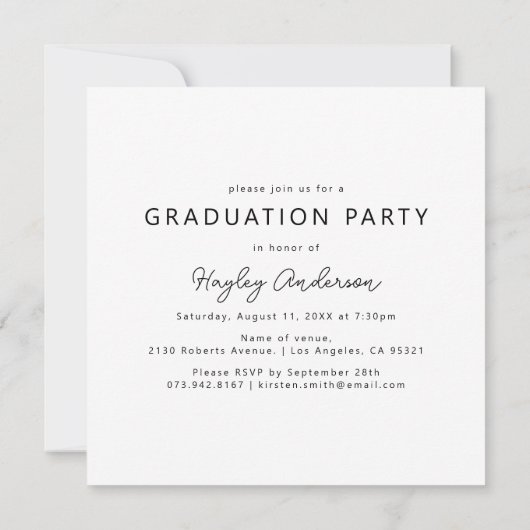 Invitation Collage de 5 photos moderne (Dos)