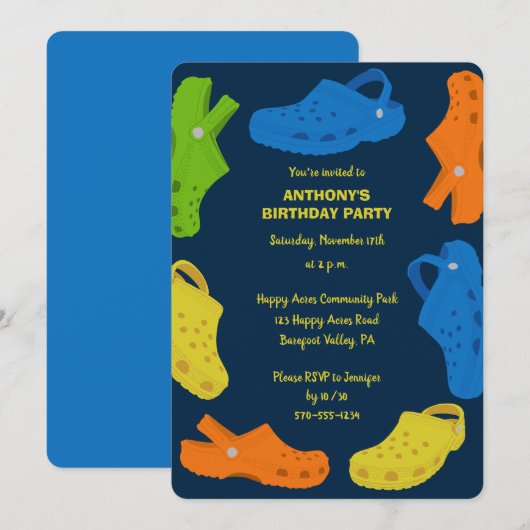 Invitation Collage de chaussures en plastique Marine Blue Ann (Devant / Derrière)