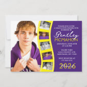 Invitation Collage de graduation de bande de film violet et j (Devant)