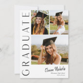 Invitation Collage de graduation verticale moderne à 3 photos (Devant)