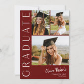 Invitation Collage de graduation verticale moderne à 3 photos (Devant)