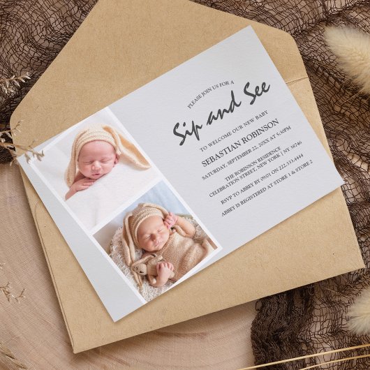 Invitation Collage de la bande photo moderne | Sip & voir | N