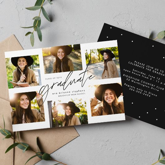 Invitation collage de l'élève six photo moderne graduation