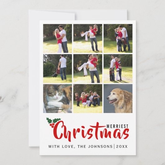 Invitation Collage de Noël le plus joli avec 9 photos (Devant)