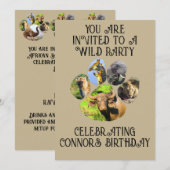 Invitation Collage de Pawprint de la faune africai (Devant / Derrière)