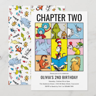 Invitation Collage de personnage d'anniversaire du chapitre d