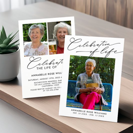 Invitation Collage De Photo Moderne Célébration De La Vie