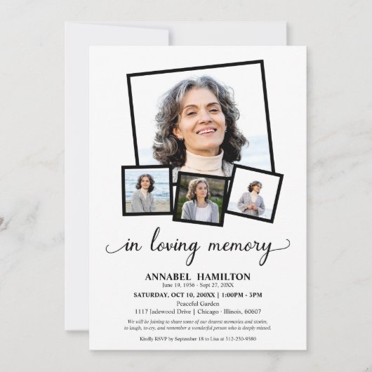 Invitation Collage de photos dans Loving Memory Fête de la vi (Devant)