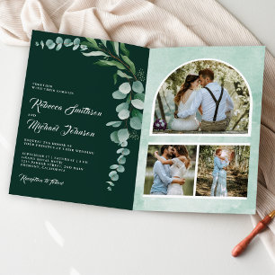 Invitation Collage de photos de eucalyptus Code QR Mariage ém