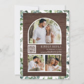 Invitation Collage de photos de eucalyptus Code QR Mariage en (Dos)