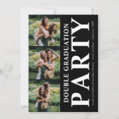 Invitation Collage de photos de fête de double remise de dipl (Devant)