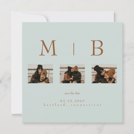 Invitation Collage de photos de mariage avec code QR Sage Sav (Devant)