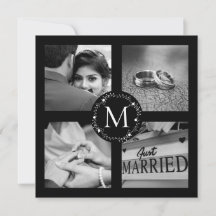 Collage de photos de mariage avec monogramme Merci
