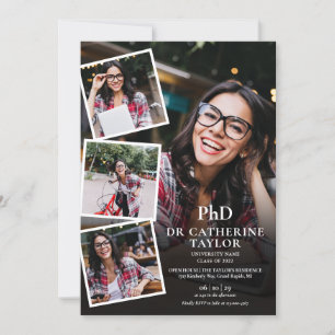 Invitation Collage de photos de remise de diplôme de doctorat