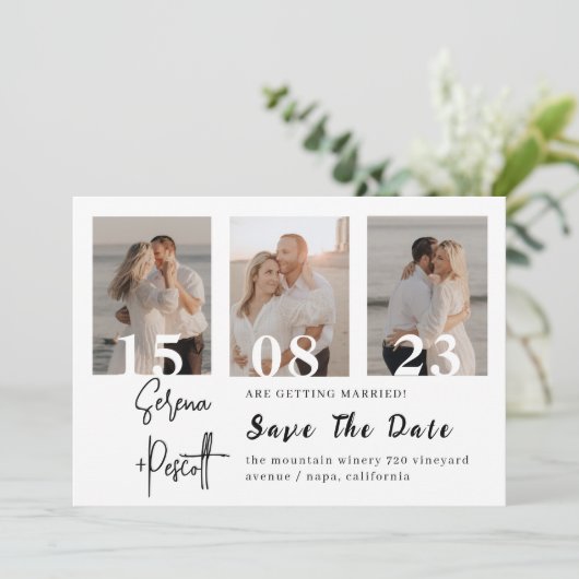 Invitation Collage de photos élégant minimaliste pour faire-p (Debout devant)