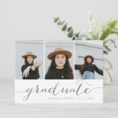 Invitation Collage de photos en argent du script de fin d'étu (Debout devant)