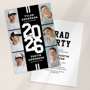 Invitation Collage de photos en noir et blanc pour une fête d