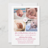 Invitation Collage de photos en rose monogramme Cérémonie de (Devant)