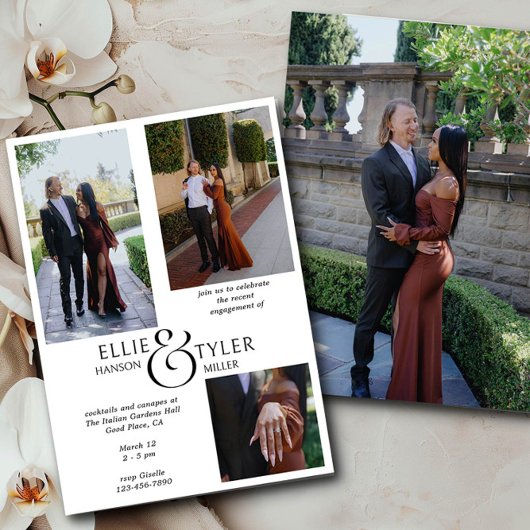 Invitation Collage de photos et Fiançailles d'esperluette sur