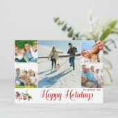 Invitation Collage de photos Joyeuses Fêtes écrit à la main (Debout devant)