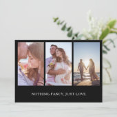 Invitation Collage de photos Mariage noir moderne réception (Debout devant)