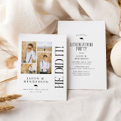 Invitation Collage de photos minimal fête de graduation