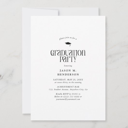 Invitation Collage de photos minimal fête de graduation (Dos)