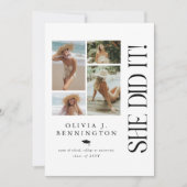 Invitation Collage de photos minimal fête de graduation (Devant)